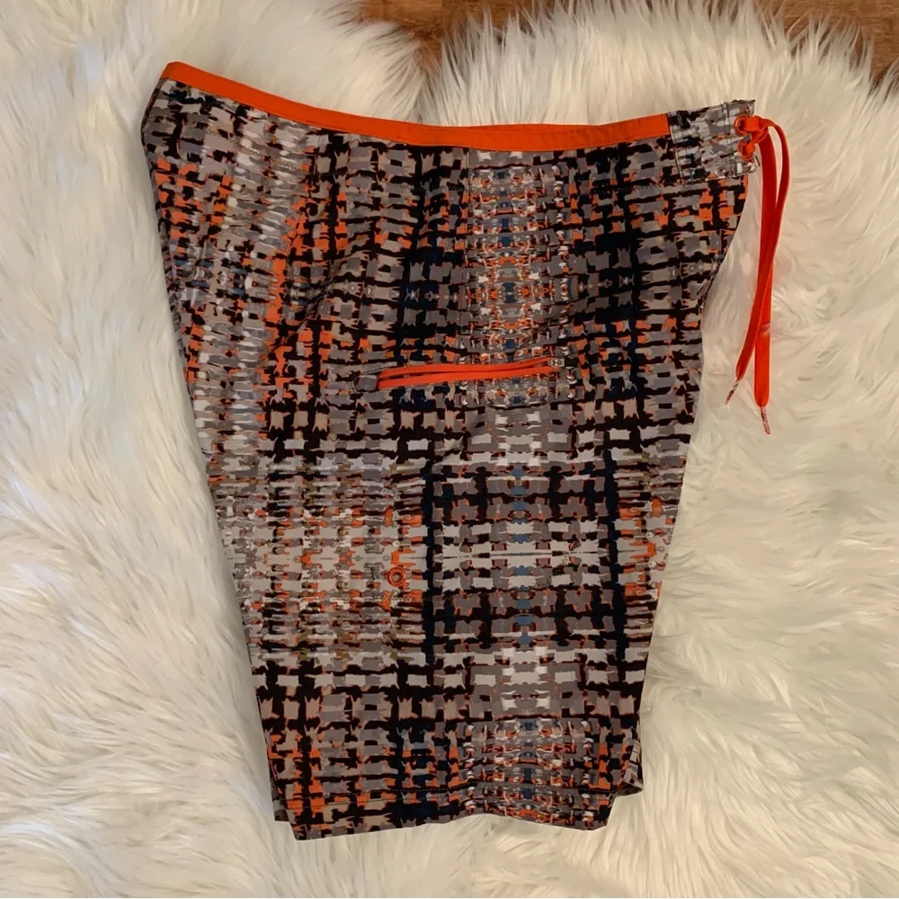PrAna NWOT Men’s 33 Waist Catalyst Boardshorts Gravel Ripple Orange Brown Beach